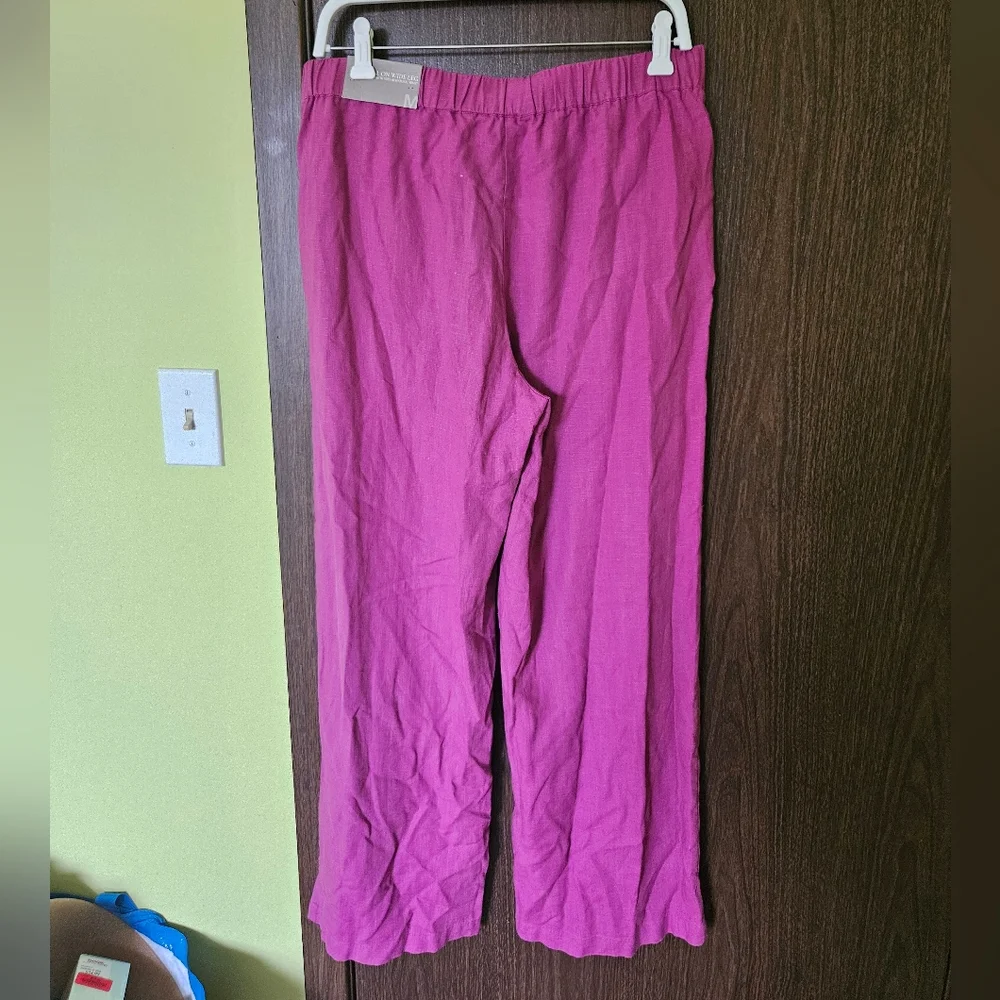 NWT Soft Surroundings Lizette Linen Blend Wide Leg Pants Size Medium - Picture 5 of 6